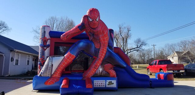 Spiderman bounce house with slide