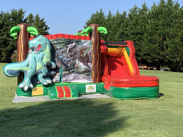 Dinosaur bounce house with slide