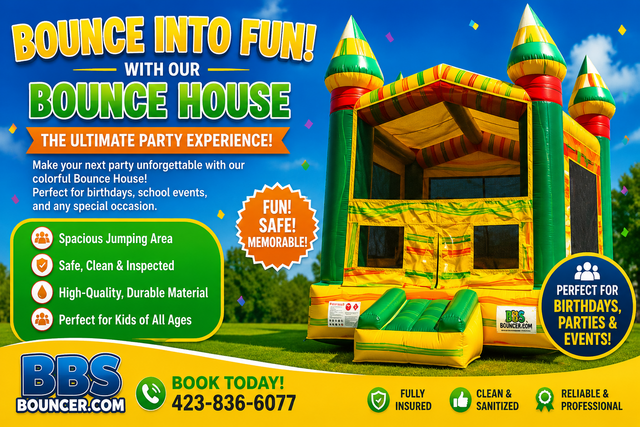 Yellow and green  bounce house 