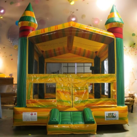 Yellow and green  bounce house 