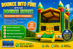 Yellow and green  bounce house 