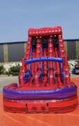 Red 18 ft double lane slide with pool 