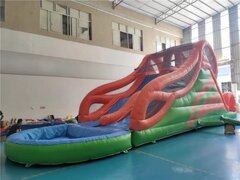 Green and Orange triple lane slide with two pools can be used wet or dry