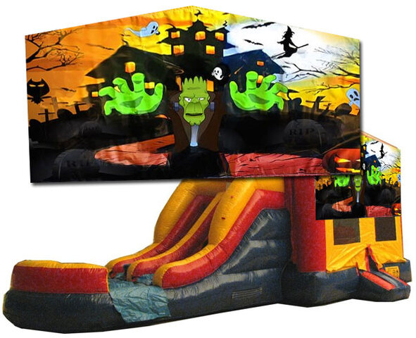 ~(C) Halloween 2 Lane Bounce Slide Combo