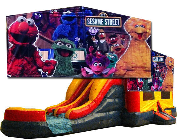 ~(C) Sesame Street 2 Lane Bounce Slide Combo