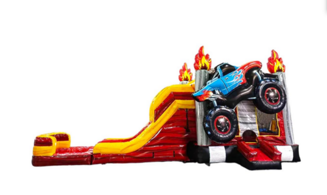 Monster Truck Dual Lane Bounce House Combo
