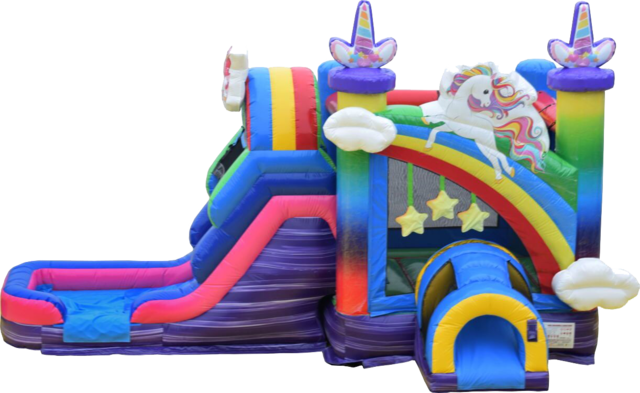 Unicorn Rainbow Bounce House / Dry Slide Combo