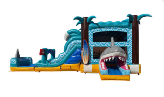 Shark Beach Dual Lane Bounce House Combo Wet / Dry