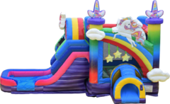 Unicorn Rainbow Bounce House / Dry Slide Combo