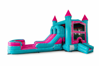 Power Play Pink & Teal Bounce House with Slide