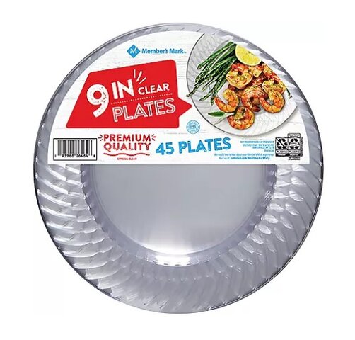 CLEAR PLASTIC 9IN PLATES PKG