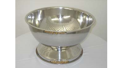 PUNCH BOWL, STAINLESS STEEL/GOLD 5 GAL.