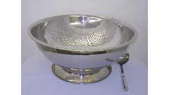 PUNCH BOWL, STAINLESS STEEL/GOLD 2 GAL.