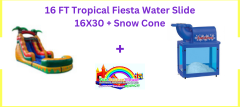 16 FT Tropical Fiesta Water Slide 16X30 + Snow Cone