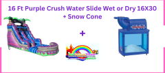  16 Ft Purple Crush Water Slide Wet - Dry 16X30 + Snow Cone