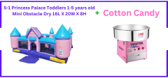  5-1 Princess Palace Toddlers 1-5 years old Mini Obstacle Dry 16L X 20W X 8H + Coton Candy