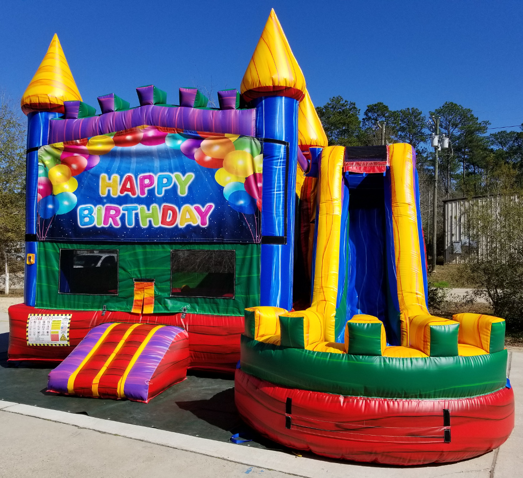 Fiesta Happy Birthday Combo Bounce House Exterior