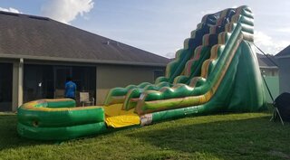19 FT AMAZON WATER SLIDE Best for ages 5+Size 36L X 15W X 19H $369 **Most Popular Rental**