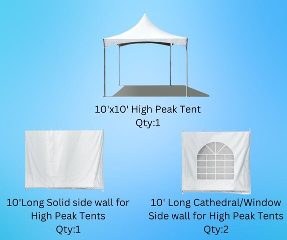 Tent with 3 Side Wall Package C (10x10)