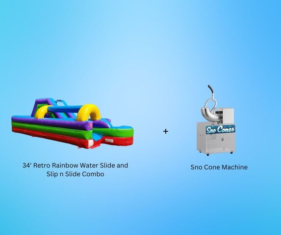 34' Water Slide/Slip n Slide Combo & Sno Cone Machine Package