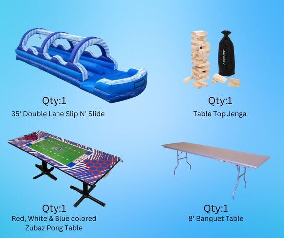 Adult Day Slip N' Slide/ Pong Party Package B