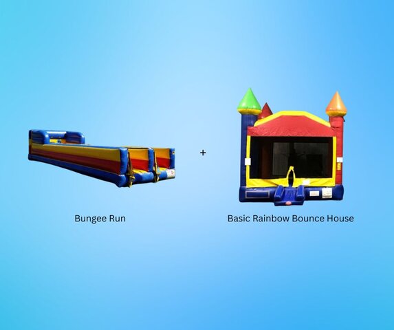 Bungee Run & Basic Rainbow Bounce House Package