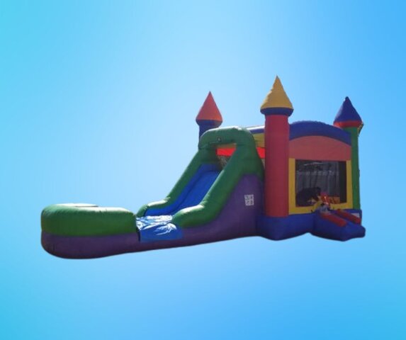 Rainbow Wet/Dry Bounce House w/ Slide