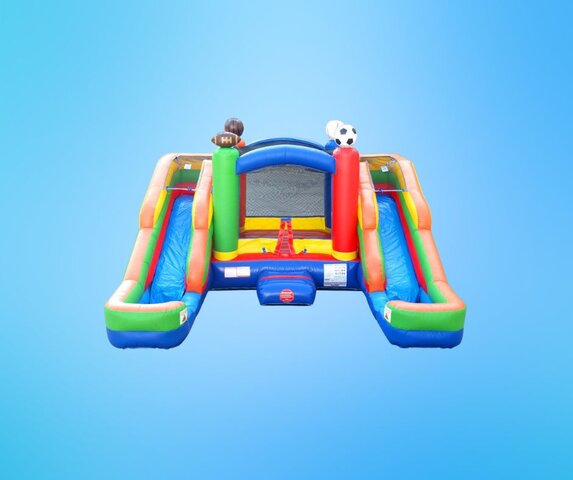 Sports Double Slide Bounce House Wet/Dry Combo 