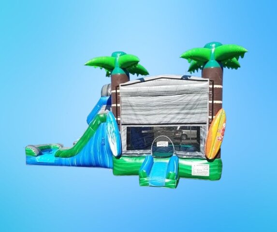 Tropical Wet/Dry Combo Bounce House & Slide