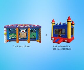 Sports Zone 3 in 1 & Red, Yellow, Blue Basic Bounce House Package