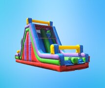 40' Retro Inflatable Rock Wall Obstacle Course w/ 14' Slide