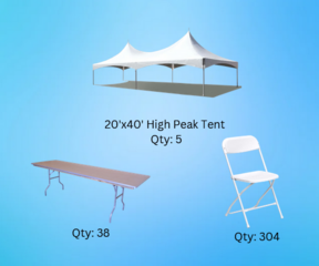 Tent Package I (40x100) (38 8ft Banquet Tables, 304 chairs)