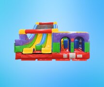 60' Wrap Around Retro Radical Run Inflatable Obstacle Course