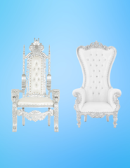 Silver and White King & Queen Throne Chair Set