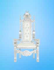 Silver and White King Throne Chair