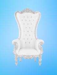 Silver and White Queen Throne Chair