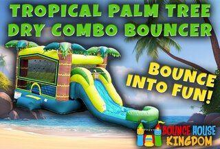 Experience Tropical Thrills with the 13x24 Palm Tree Combo Bouncer!