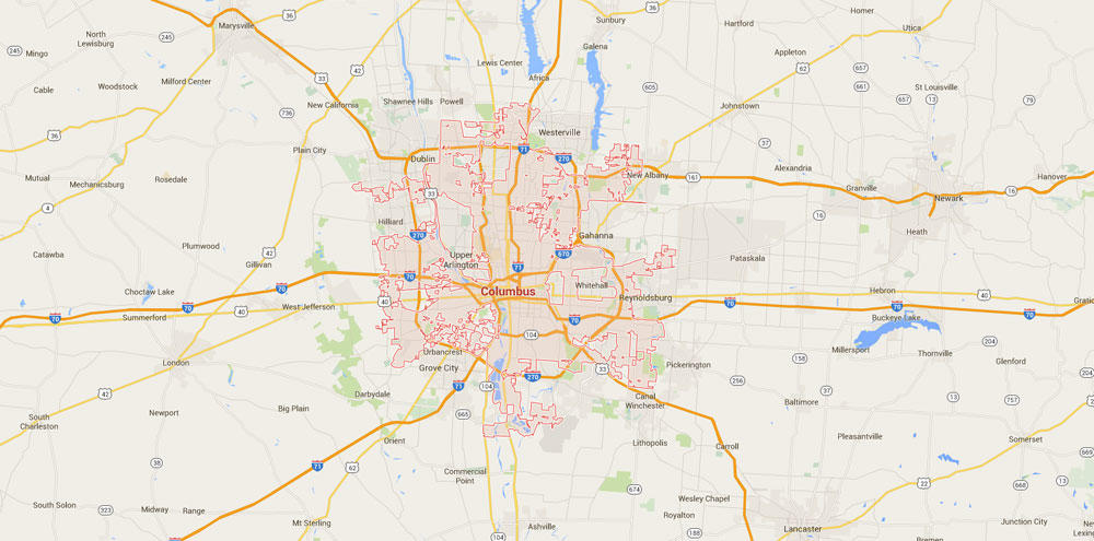 Party Rental Delivery Area Map