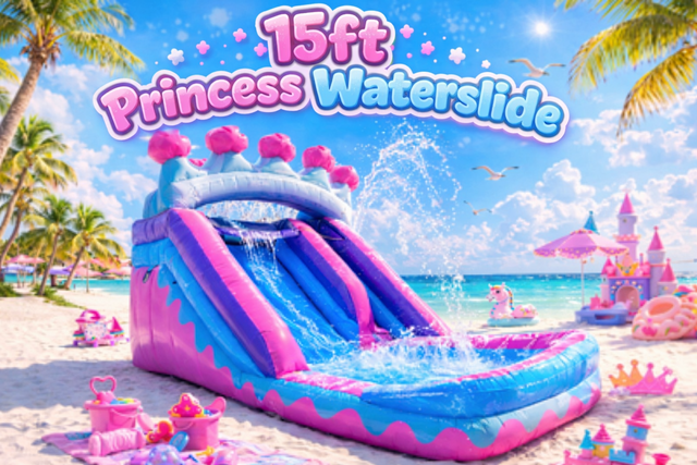 Girls Princess Water Slide with Pool