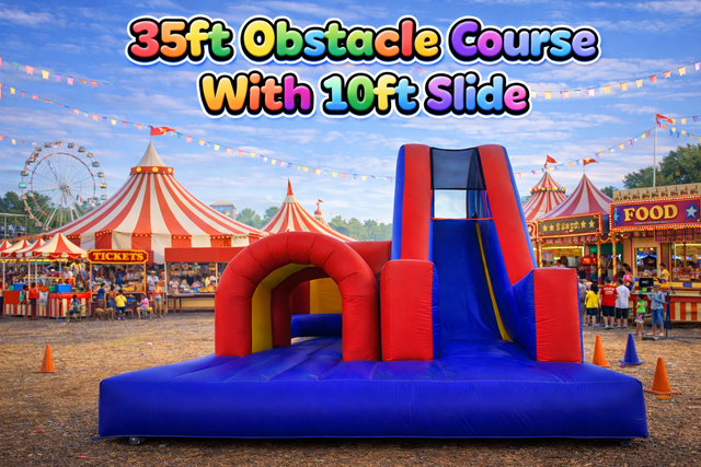 35 ft Obstacle Course with 10 ft Dry Slide