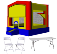 Fun House 13x13 Bouncer with 16 Chairs and Two Tables 