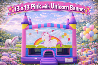 13 x 13 Pink with Unicorn Banner