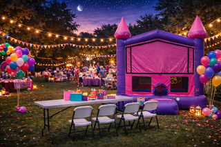 Pink 13 x 13 Bouncer 16 Chairs 2 Tables 