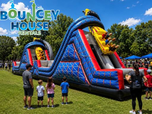 Inflatable obstacle course rental for school field days and campus events in Sacramento from Bouncey House Rentals