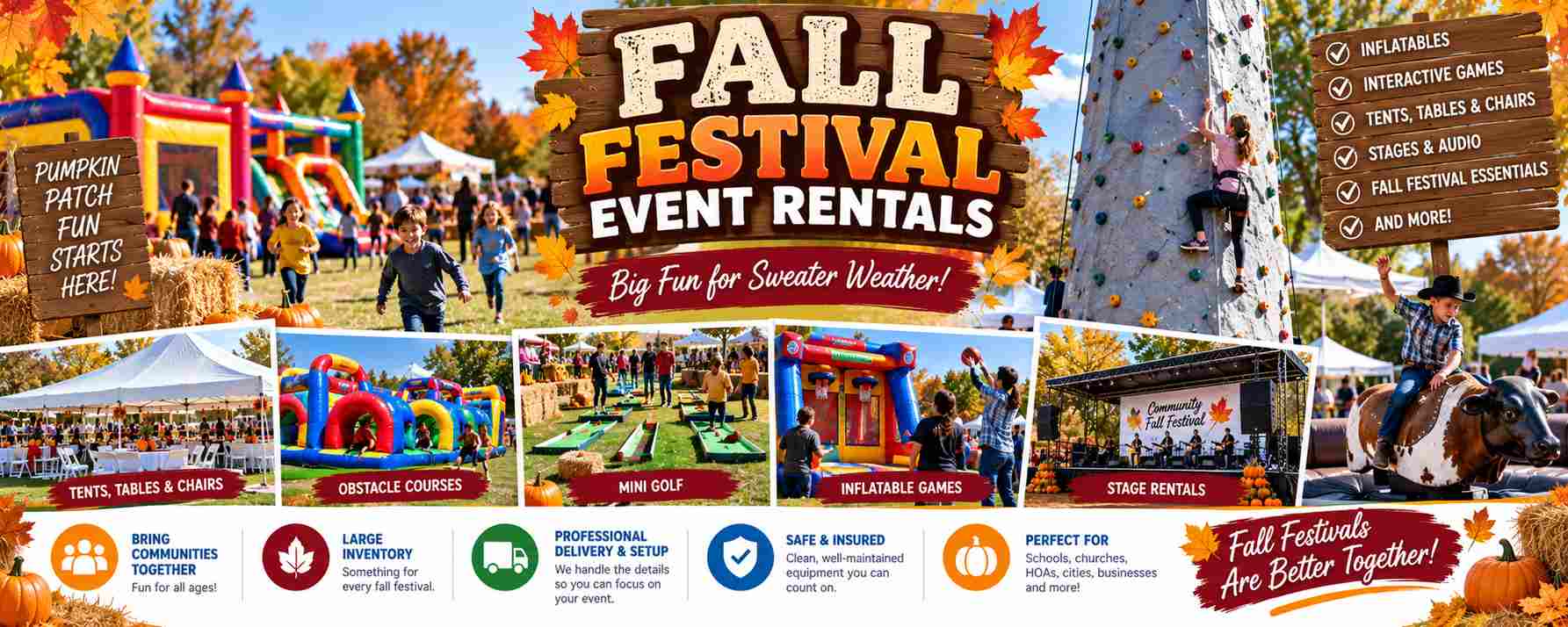 Fall festival event rentals in Sacramento from Bouncey House Rentals