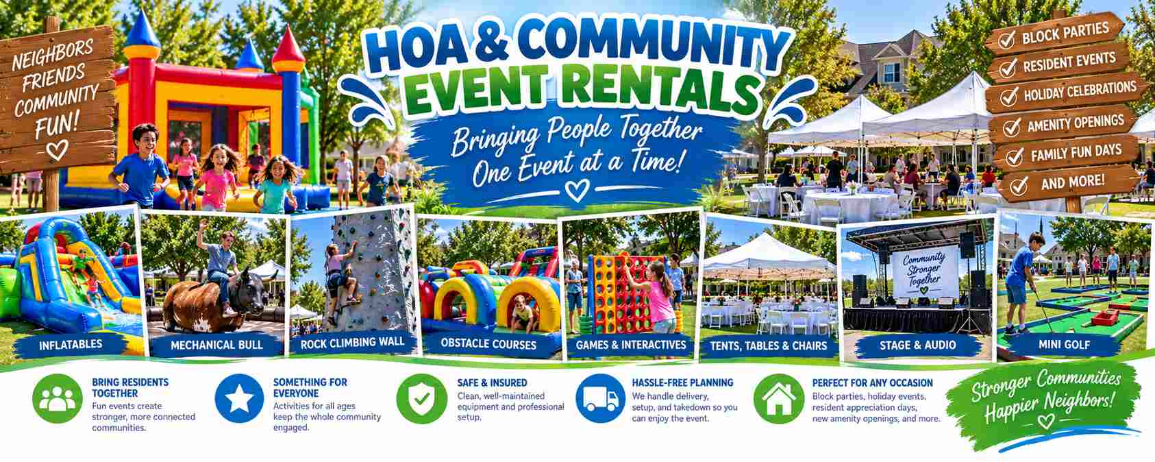 HOA and community event rentals in Sacramento from Bouncey House Rentals
