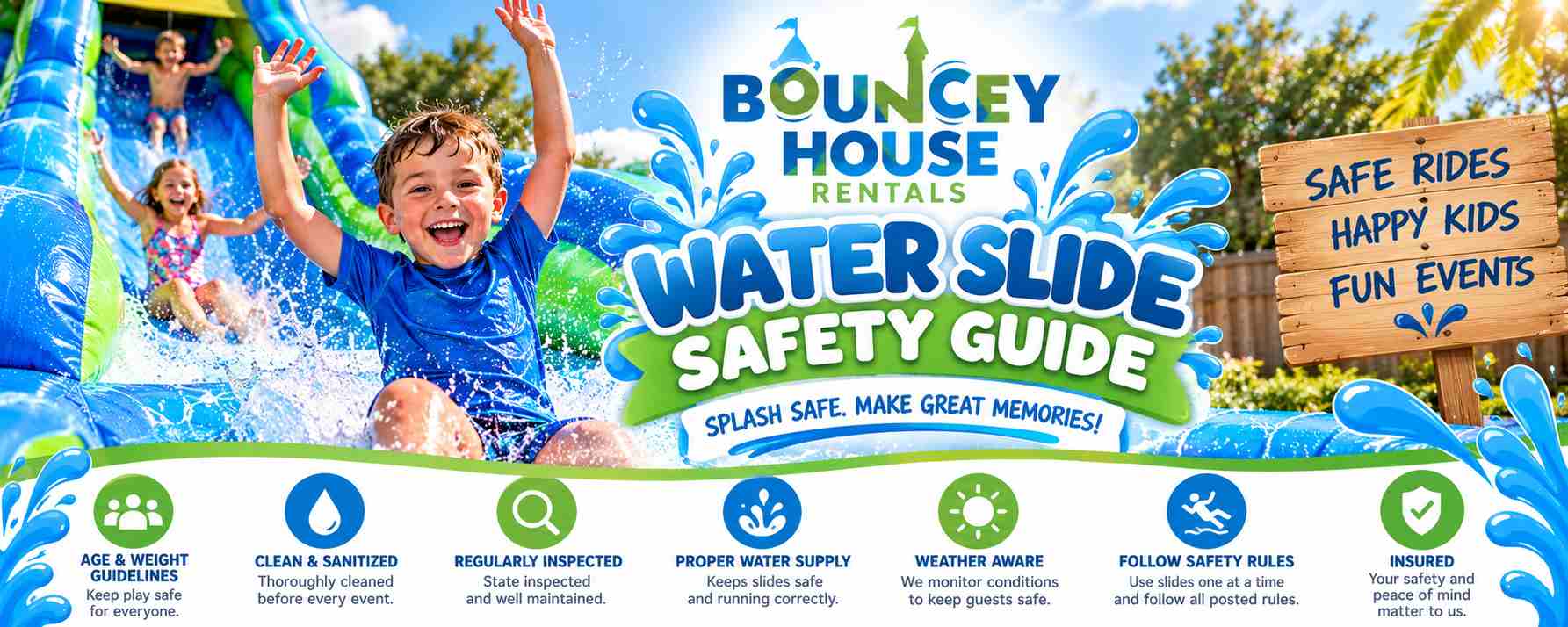 Water slide safety guide from Bouncey House Rentals Sacramento
