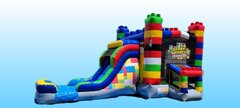 Long Lego Block Bounce House Slide Combo 27ft