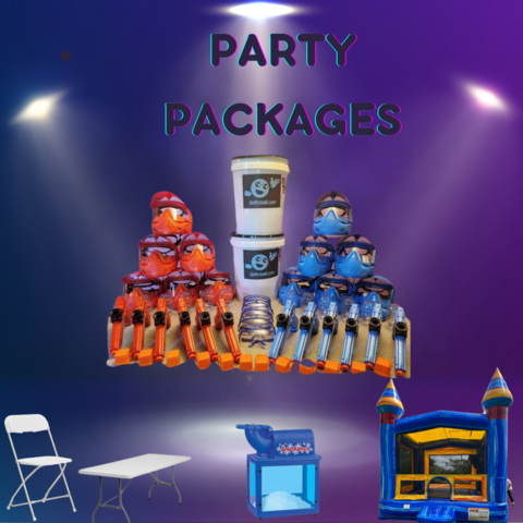 The ultimate Gely ball battle bounce house party package