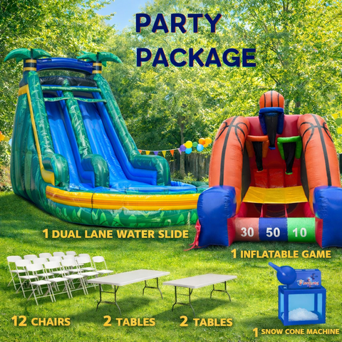 Emerald Isle Dual Lane Water Slide Party Package